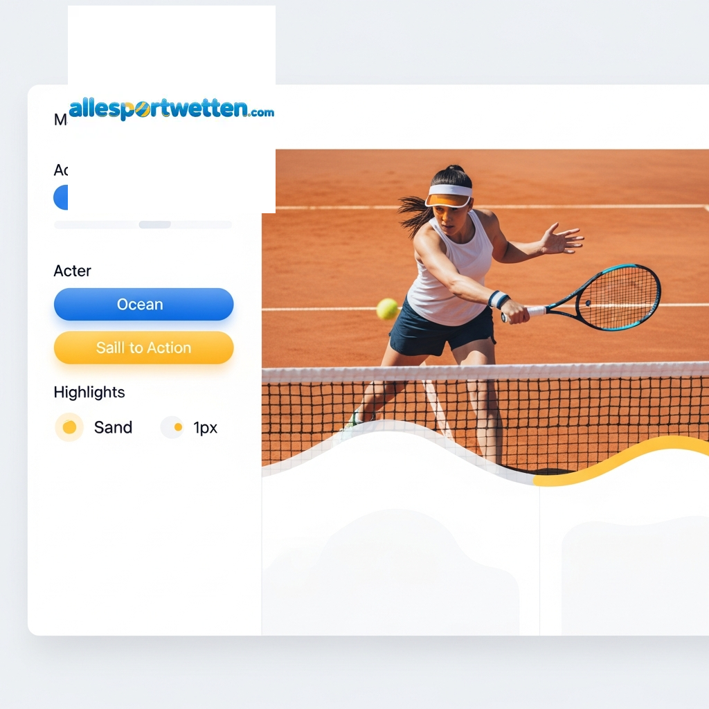 Tenniswetten Benutzeroberfläche mit Spielerstatistiken und Wettmöglichkeiten